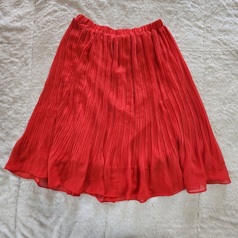 Comme Toi Pleated Red Summer Skirt
